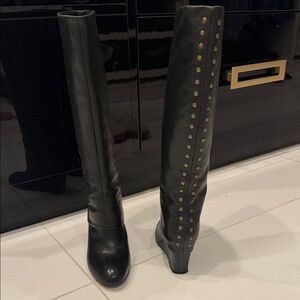 Steve Madden Black High Boots with Gold Studs size 6.5